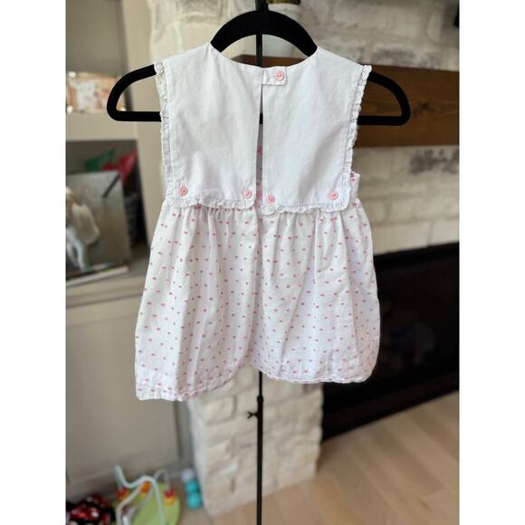 The Graykate Lot Girls White/Pink Swiss Dot Blaire Bib Dress Size 2T - Picture 3 of 4